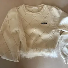 ダイヤモンド柄 ホワイトセーター