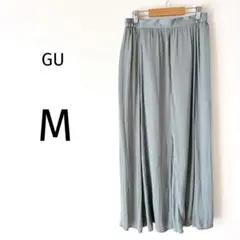 GU ロングフレアスカート ウエストゴム 差し色 ゆったり ミントグリーン M