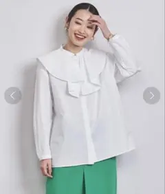 【美品】UNITED ARROWS ラッフルカラー シャツブラウス B†のサムネイル