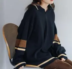 【4色展開】スキッパーラインニットプルオーバー