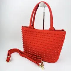 ディアベル　レッド スタッズ付き トートバッグ　ショルダーバッグ