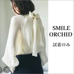 【美品、試着のみ】前後2way シアーブラウス　シースルー　長袖バックリボンのサムネイル