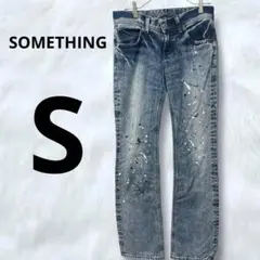 SOMETHING デニム　ジーンズ　ボーイズフィット　ペイント　つばさ　Y2K