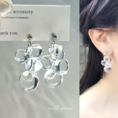 No.458 うるうるちゅるちゅるつやつや クリスタルクリアビーズピアス