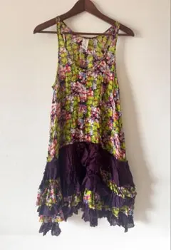 美品free peaple フリーピープル ノースリーブ花柄フリルチュニックのサムネイル