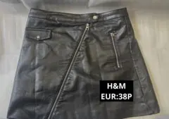 H&M ブラック合成皮革ミニスカート EUR38