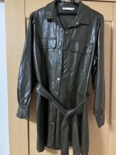 ZARA オリーブグリーン シャツワンピース EUR 38