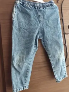 GU キッズ デニム 120 ケミカルウォッシュ デニムパンツ ウエストゴム