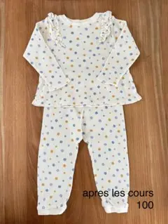 アプレレクール 長袖 ワッフルパジャマ アイボリー 花柄 100cm