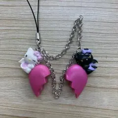 ハローキティ 天使と悪魔のハート型ストラップ