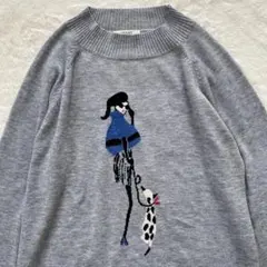 ORSAY レディ柄編みセーター グレー ダルメシアン 38