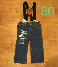 ミッキー　デニム　サスペンダー　80