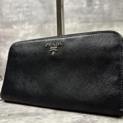 RFID搭載/極美品✨プラダ 長財布 ラウンドファスナー 三角ロゴ レザー