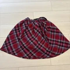 赤チェック フリルウエストスカート 140