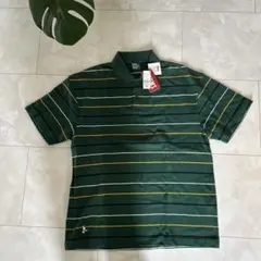 CHUMS グリーン ストライプ ポロシャツ L