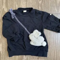 プティマイン　ウサギポシェット風トレーナー 100cm ブラック