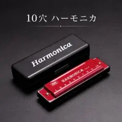 新品　10穴 ハーモニカ　レッド　赤　楽器　ケース付き　演奏　練習　シックのサムネイル