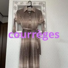 土日限定値下げ☆courrèges 幾何学模様 シャツワンピース 38