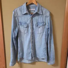 レミレリーフ　デニムウエスタンシャツ Lサイズ ユーズドブルー
