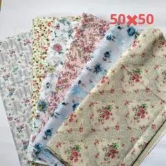 Yuwa 花柄綿生地　大判はぎれ　 6枚セット　1