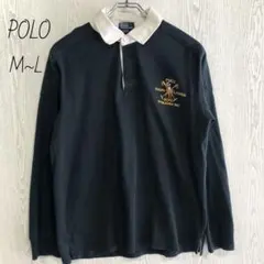 POLO ポロラルフローレン　ポニー刺繍　長袖ポロシャツ　90s M　黒