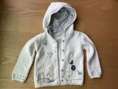 ニット カーディガン フード付き キリン刺繍