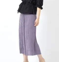 サテンプリーツロングスカート/ナロースカート/リブスカート