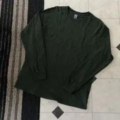 美品 Gildan ギルダン 無地カットソー ロンT 長袖Tシャツ グリーン Mのサムネイル