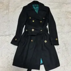 BEGUM 美品 金ボタン ウール ダブル プリーツ トレンチ コート 秋冬