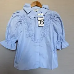 BIBIY REBECCA FRILL BLOUSE BLUE - メルカリ
