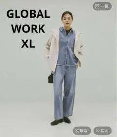 新品タグ付き　グローバルワーク　GOODデニムバギーパンツXLのサムネイル