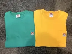 BEN DAVIS ロングTシャツ グリーン イエロー Lサイズ
