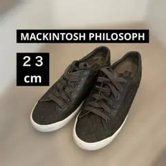 マッキントッシュ フィロソフィー スニーカー ロゴ柄 ブラウン　23