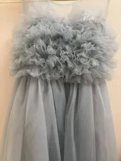 【美品】水色チュールドレス レーストリム付 120 女の子 ドレス 結婚式発表会