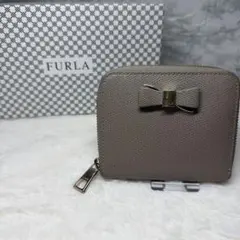 FURLA リボン付き二つ折り財布 グレー