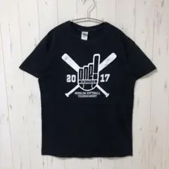 ギルダン ソフトボール Tシャツ 2017 メンズ M 黒 古着 コットン 輸入