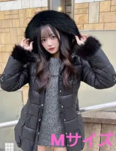 新品 GRL ベルト付きファーAラインダウンコート【kd79】Mサイズ