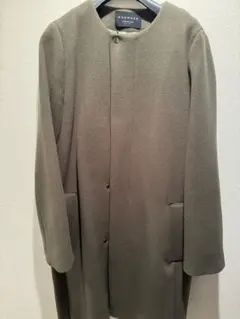 お値下げMACPHEE ⭐︎ ノーカラーウールコート、カーキー