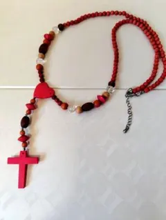 【匿名配送】ウッドビーズロングネックレス