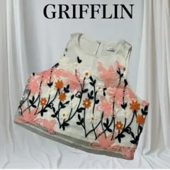 GRIFFLIN花柄刺繍ノースリーブベスト　M