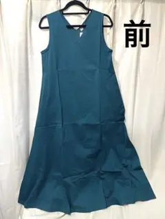 【未使用品】UNIQLO ノースリーブ Aラインワンピース L ダークグリーン