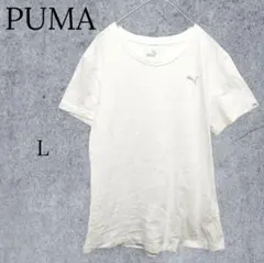 【PUMA】プーマ 半袖Tシャツ カットソー 刺繍ロゴ ホワイト シルバー Ｌ