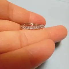 ⑪3　ハーフエタニティ ダイヤモンド風リング 指輪 シルバー　モアサナイト　結婚