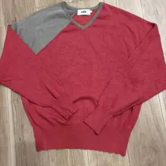 AZUL BY MOUSSY ニット 長袖 レッド グレー F バイカラー