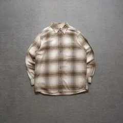 ユニクロ シャドーチェックネルシャツ 茶 XL オンブレ グランジルードバイカー