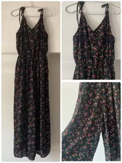 未使用honeysハニーズ小花柄シフォンオールインワン　サロペットＭ