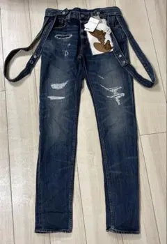 新品タグ付き未使用 GU KIM JONES デニムパンツ サスペンダー付きSのサムネイル
