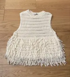 ZARA フリンジニットベスト