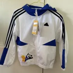 新品タグ付き　adidas フード付きジャケット 128cm ホワイト/ブルー
