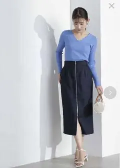 NATURAL BEAUTY BASIC ブッチャーフロントジップタイトスカート